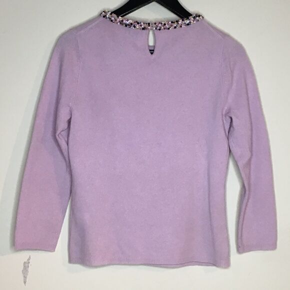 Magaschoni Sz S Cashmere Sweater Beaded Neckline - Picture 2 of 4